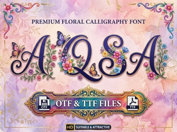 Aqsa Font: Elegant Floral Script