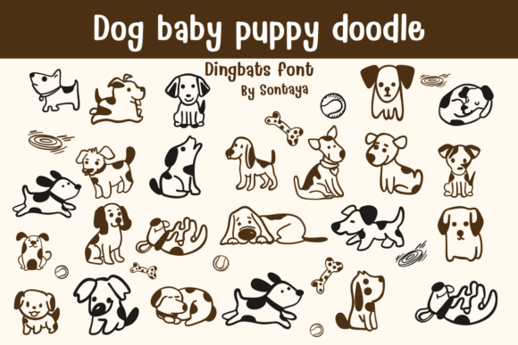 Baby Dog Puppy Doodle Font