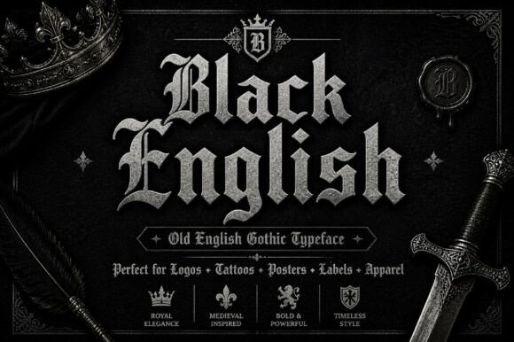 Black English Font for Business Branding