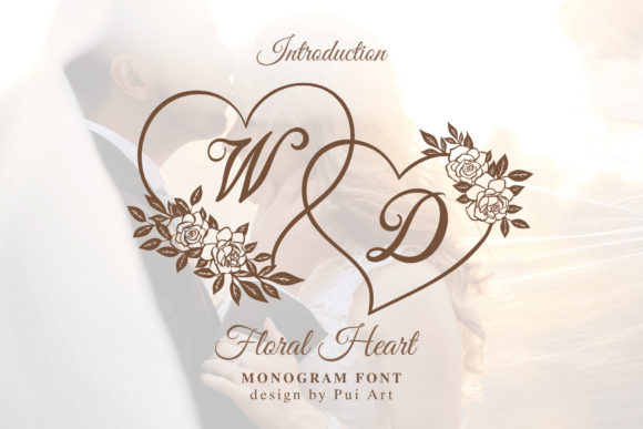 Floral Heart Monogram Font
