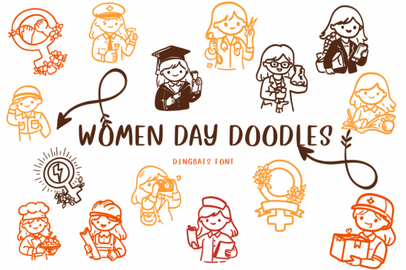 Women Day Doodles Font
